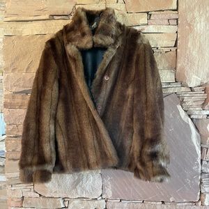 Black Genuine Leather/Faux Fur Reversable Coat
